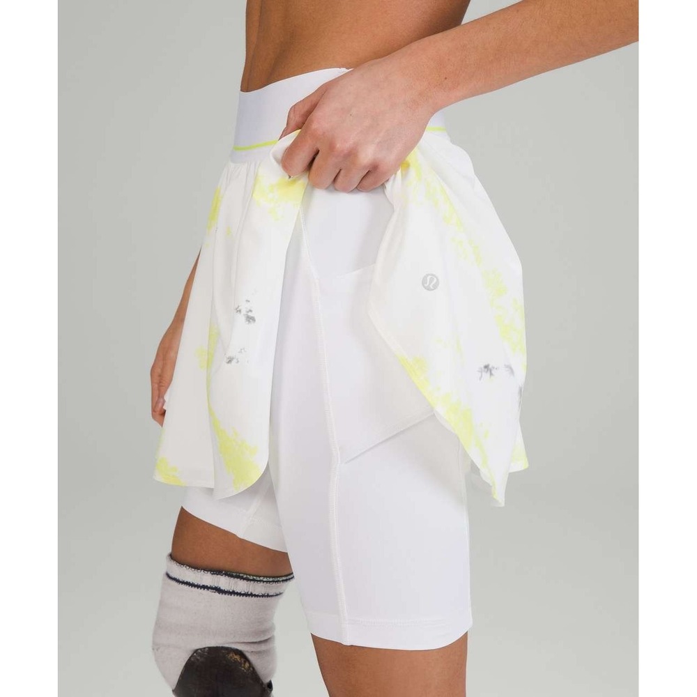 Lululemon Court Rival High-Rise Skirt Extended Liner Lemon Multi/White Size 2 - Picture 4 of 10